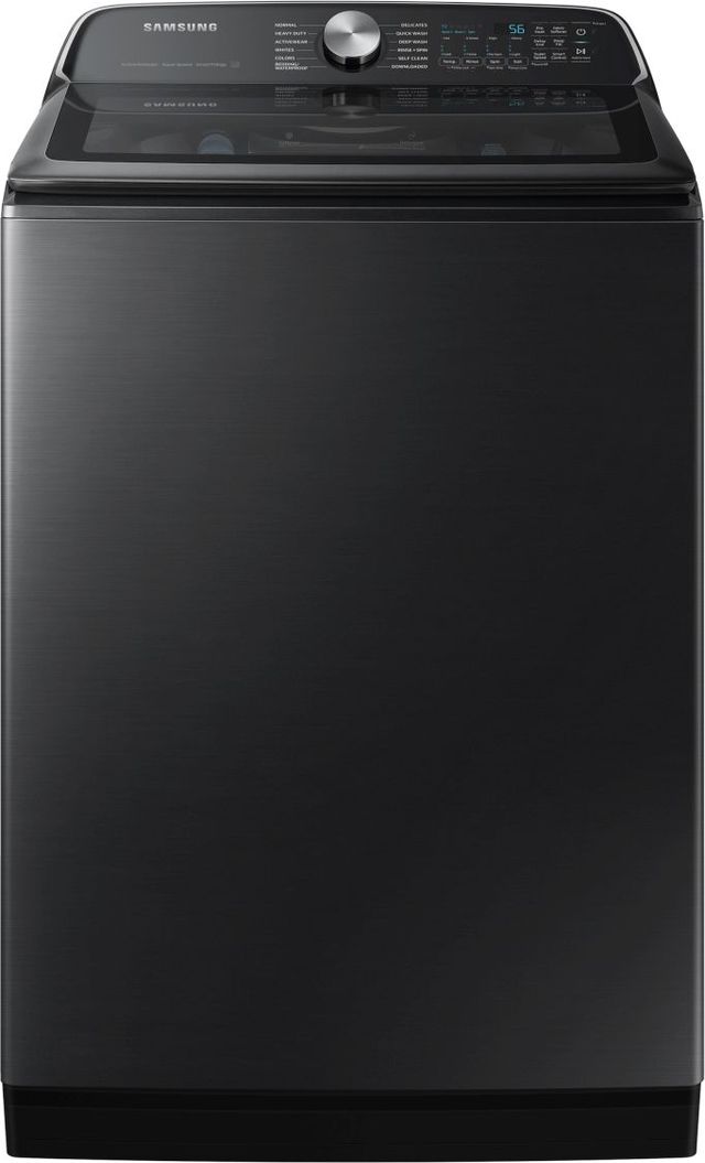 Samsung Brushed Black Top Load Washer & Electric Dryer Laundry Pair-1