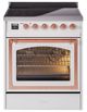 Ilve® Nostalgie II Noblesse 30'' White Pro Style Induction Range with Copper Trim-0