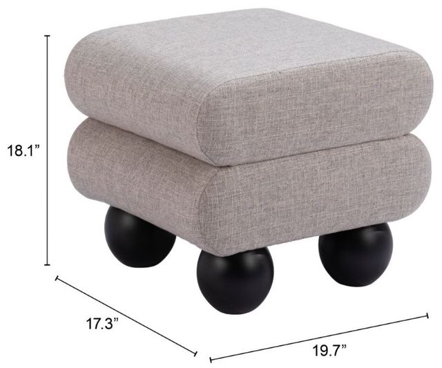 Zuo® Modern Davao Gray Ottoman-3