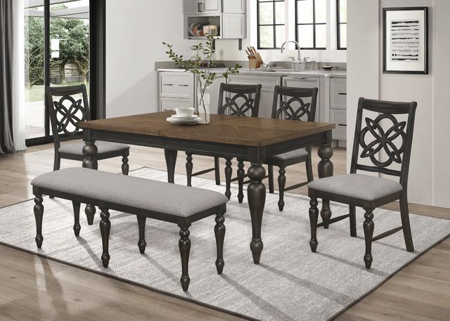 Crown Mark Hilara Brown Dining Table with Dark Brown Base-6