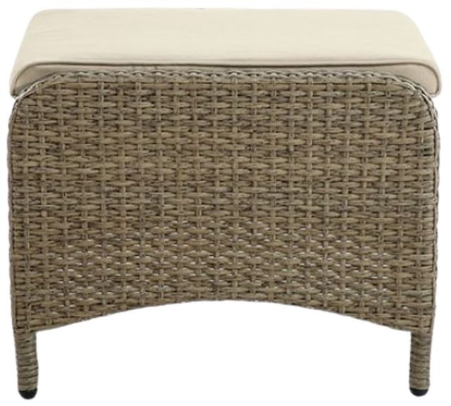 Furniture of America® Mackay 2-Piece Beige/Natural Fabric/Wooden Outdoor Ottoman Set-2