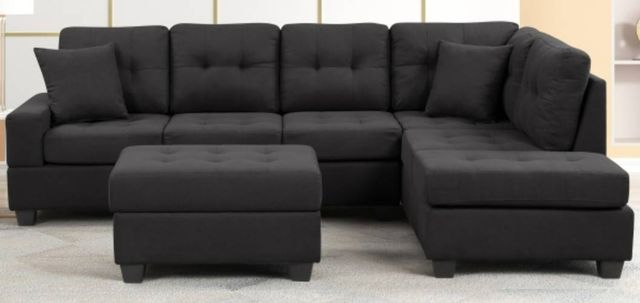 Milton Greens Stars 3-Piece Black Reversible Sectional with Ottoman-1