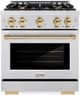 ZLINE Select Autograph Edition 30" Satin Stainless Steel Pro Style Dual Fuel Range with Polished Gold Accents-0