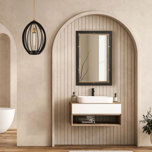 Uttermost® Guerra Antique Brass/Dark Walnut Mirror-1