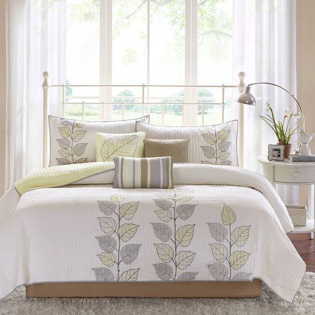 Olliix by Madison Park 6 Piece Yellow King/California King Caelie Reversible Coverlet Set-1