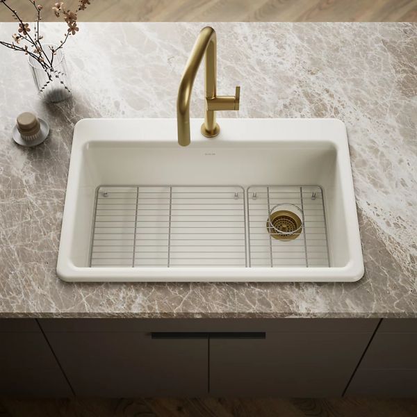 KOHLER® Riverby® Biscuit 33" 1-Faucet Hole Top-Mount Single-Bowl Kitchen Sink-1