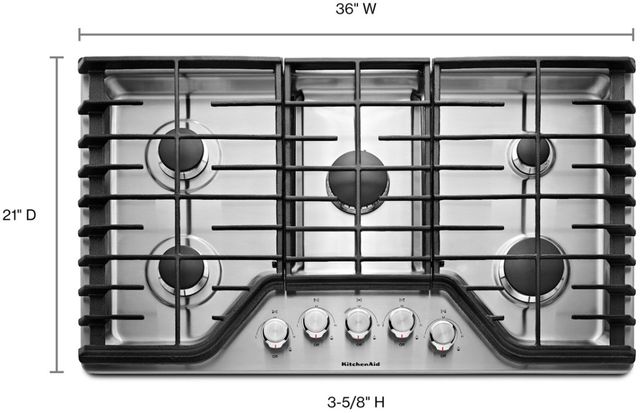 KitchenAid® 36'' Stainless Steel Gas Cooktop-1