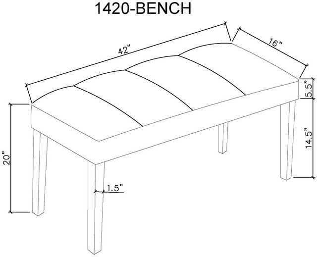 Crown Mark Vega Black/Brown Dining Bench-2
