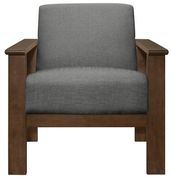 Homelegance® Helena Gray/Walnut Accent Chair with Storage Arms-2
