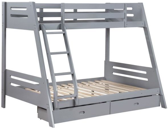 Coaster® Trisha Grey Twin Over Full Bunk Bed with Storage Drawers-1