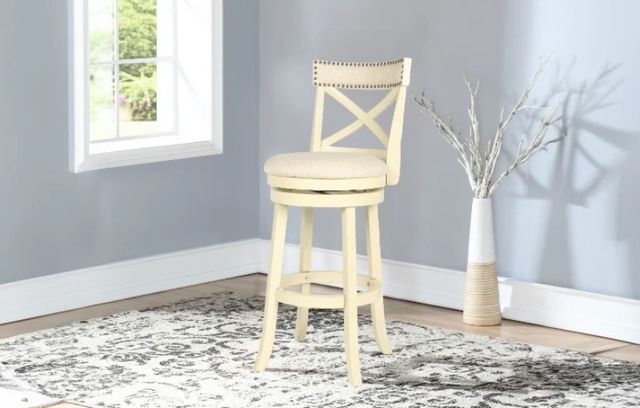 New Classic® Home Furnishings York White Swivel Bar Stool-1