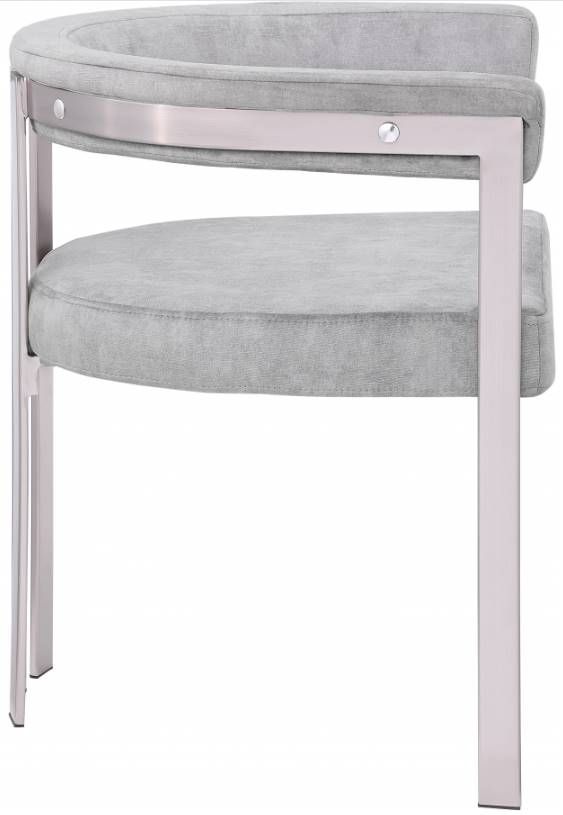Meridian Furniture Marcello Gray/Brushed Chrome Velvet Dining Chair-3