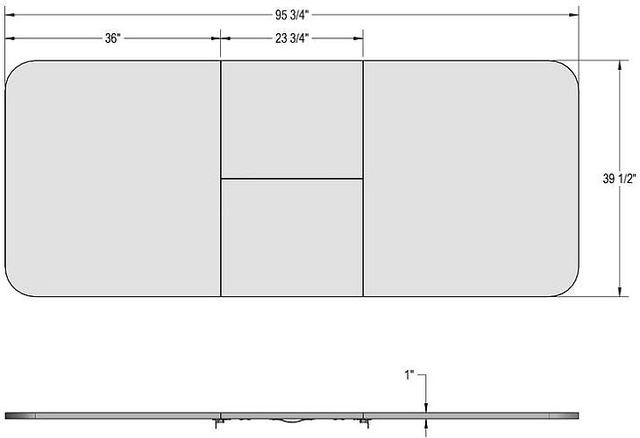 Amisco Customizable Lucarelli 96" Rectangular Extendable Table with 1" Walnut Veneer, Radius Corners and 1 Leaf-2