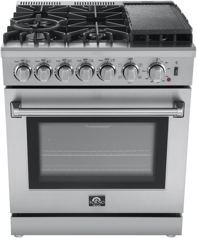 FORNO® Alta Qualita 30" Stainless Steel Freestanding Dual Fuel Range-2