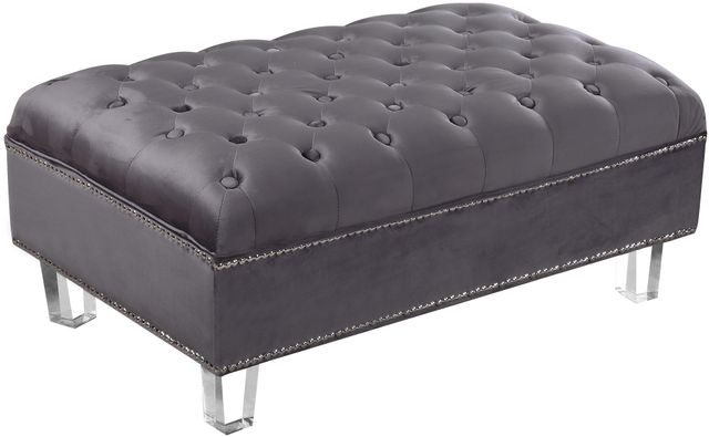 Meridian Furniture Lucas Grey Velvet Ottoman-0