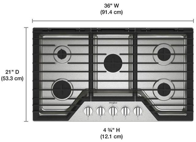 Whirlpool® 36" Stainless Steel Gas Cooktop-1