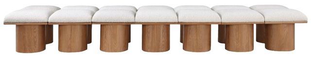Meridian Furniture Pavilion 14-Piece Cream/Walnut 126" Modular Bench Set-1