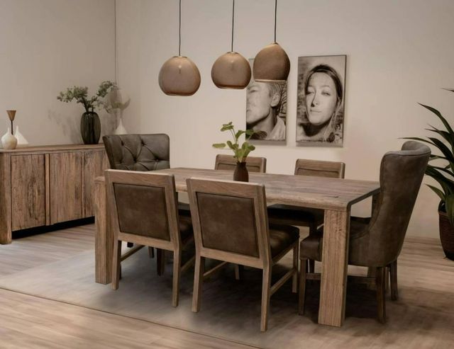 International Furniture Direct Xel-Ha Dark Hay Brown Dining Table-1