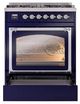 Ilve® Nostalgie II Noblesse 30" Midnight Blue Pro Style Dual Fuel Range with Chrome Trim-3