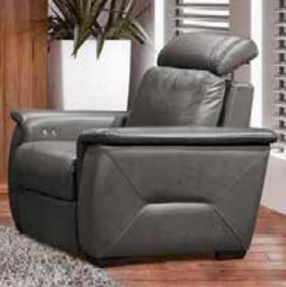 Fornirama 3782 Black Recliner with Adjustable Headrest-1