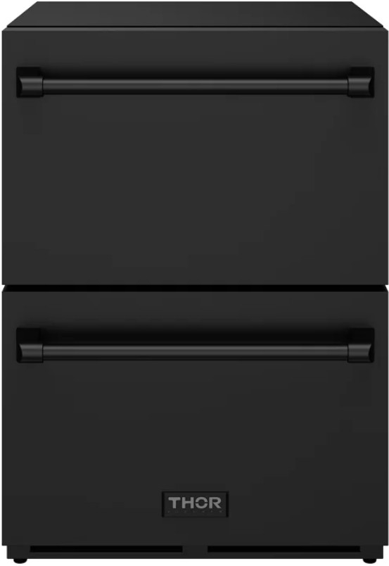 Thor Kitchen Gordon Ramsay Collection 24” 5.4 Cu. Ft. Anti-Fingerprint Black Built-In or Freestanding Under the Counter Refrigerator Drawer