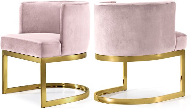 Meridian Furniture Gianna Pink/Gold Velvet Dining Chair-1
