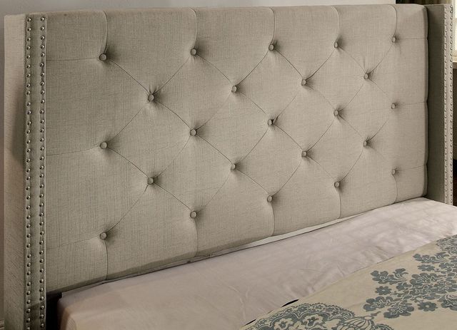 Furniture of America® Anabelle Warm Gray Eastern King Upholstered Panel Bed-2