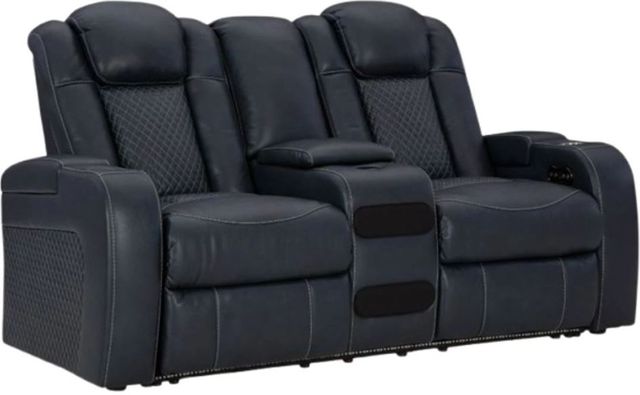 Signature Design by Ashley® Fyne-Dyme Sapphire Power Reclining Loveseat with Adjustable Headrest-0