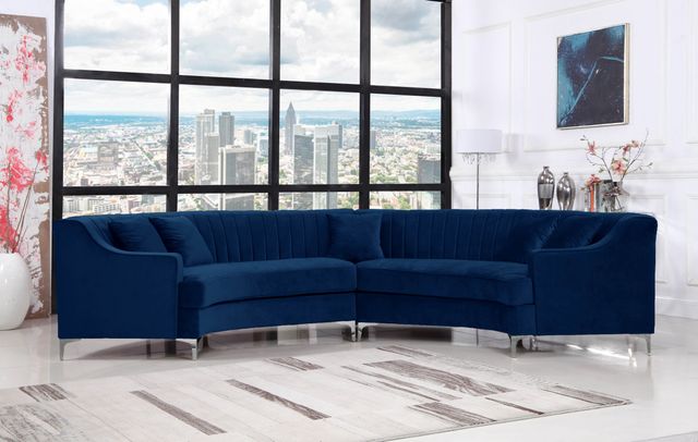 Meridian Furniture Jackson 2-Piece Navy Velvet Sectional-2