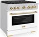 ZLINE Autograph Edition 36" Satin Stainless Steel Pro Style Gas Range with White Matte Door and Polished Gold Accents-3