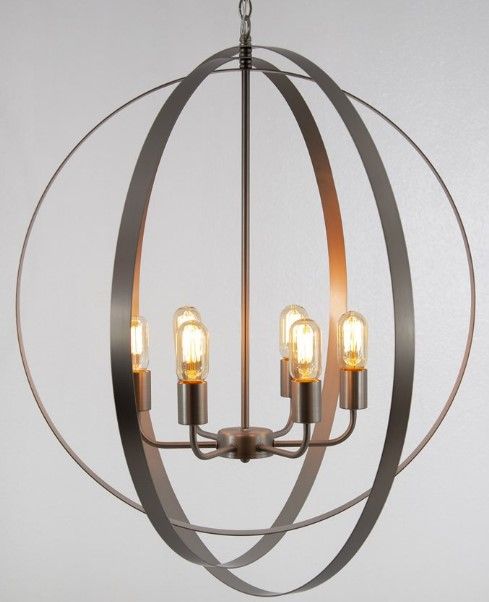 YHD Spherical Satin Nickel 6-Light Chandelier-2