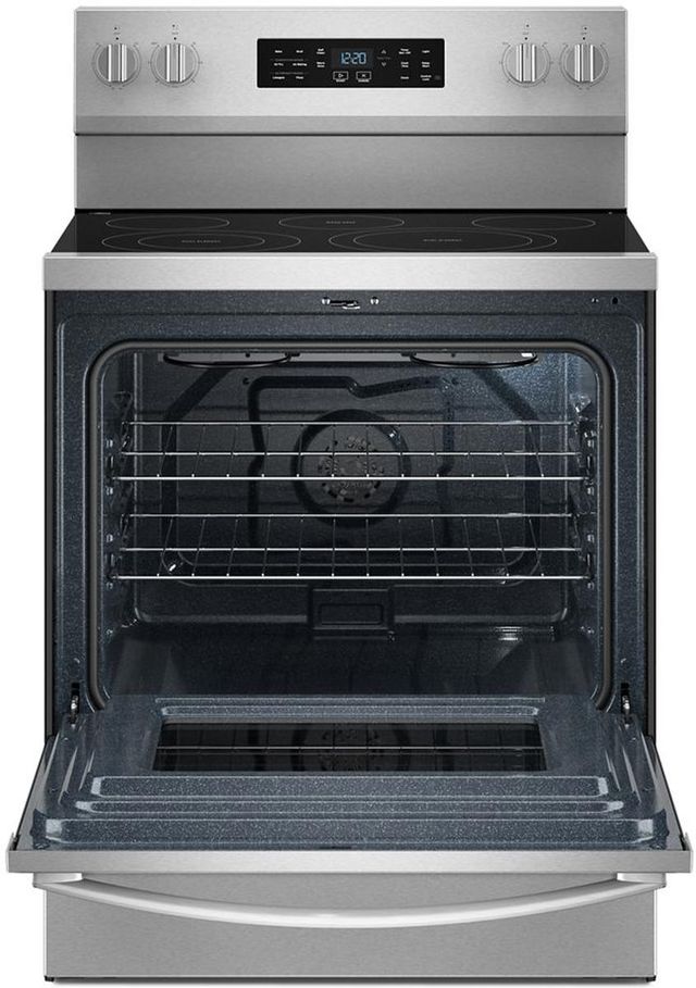 Whirlpool® 30" Fingerprint Resistant Stainless Steel Freestanding Glass-Top Electric Range with Air Cooking Technology-1