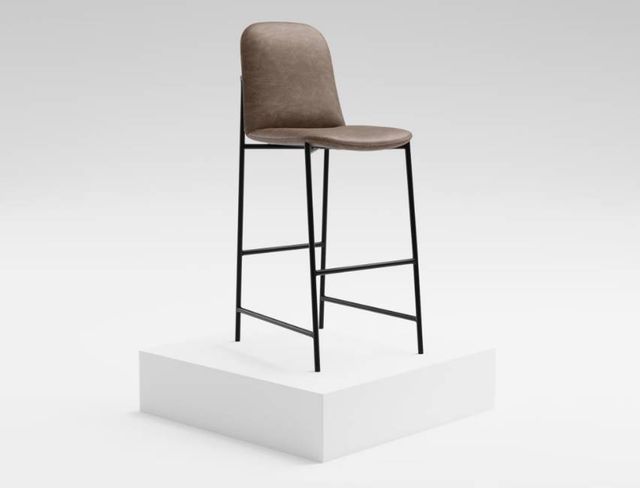 International Furniture Direct Seating Blacksmithing Matte Black/Brown 45" Barstool-1