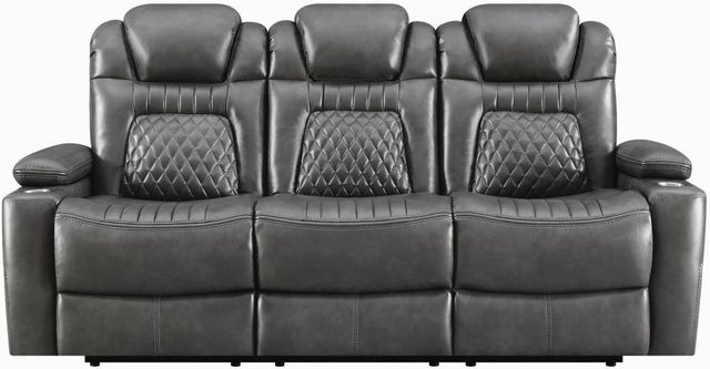 Coaster® Korbach Charcoal Power Headrest Reclining Sofa-0