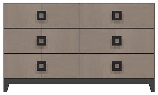 Country View Woodworking Customizable American Modern 56" Square Black 6-Drawer Wood Legs Dresser-0