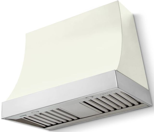 La Cornue CornuFé Marquee 36" Pure White Range Hood with Polished Chrome Trim-0