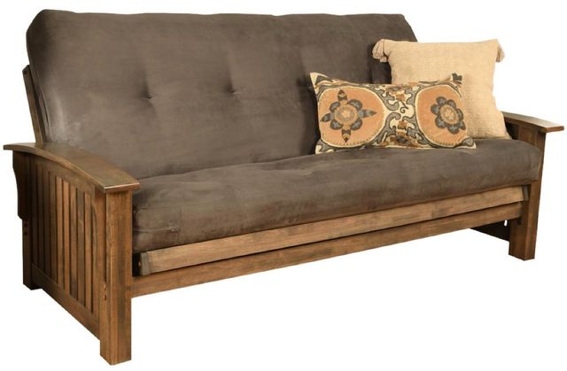 Kodiak Furniture Washington Suede Gray/Rustic Walnut Full Futon with Mattress-0