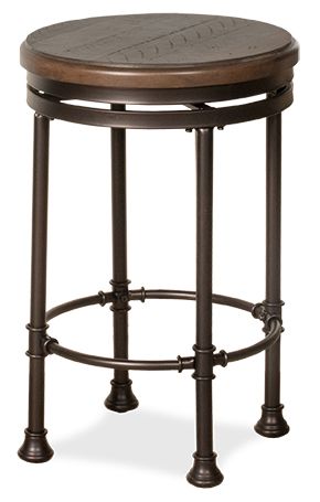 HH2 Home Casselberry Distressed Walnut Brown Metal Swivel Counter Stool-0