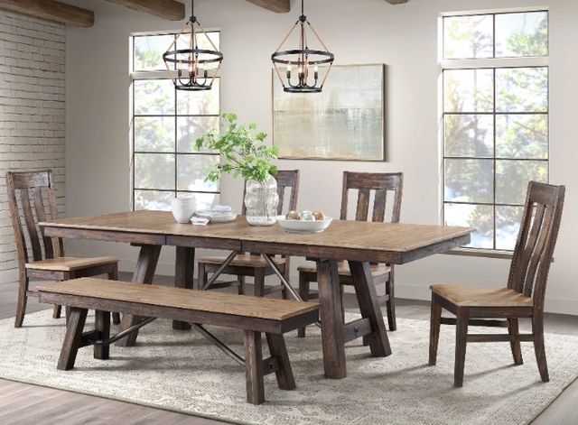 Intercon Transitions Driftwood Trestle Table with Sable Base-1