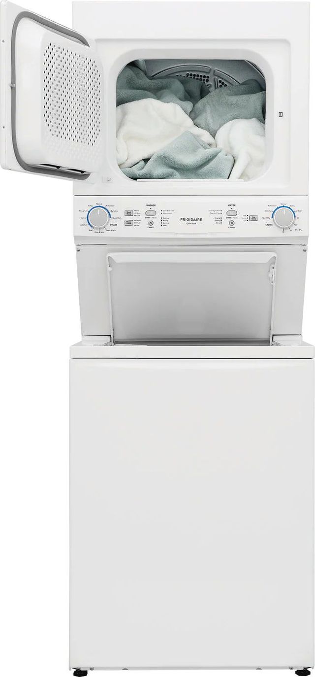Frigidaire® 3.9 Cu. Ft. Washer, 5.5 Cu. Ft. Dryer White Stack Laundry-4