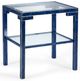 Chelsea House Decker Blue Lapis Side Table with Gold Trim and Glass Top and Shelf-0