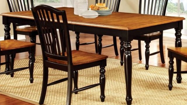 Furniture of America® Mayville Antique Oak Dining Table with Black Legs-0