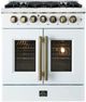 FORNO® Galiano Alta Qualita 30" White and Antique Brass Pro Style Dual Fuel Range -0
