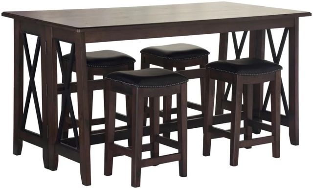 Bernards Carmina 5-Piece Antique Brown/Black Drop Leaf Counter Set-0