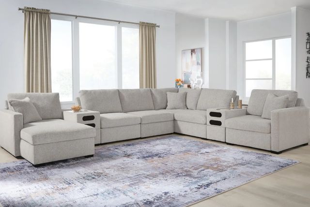 Benchcraft® ModMax Luxe 8-Piece Flint Modular Sectional and Chaise with Audio Consoles-1