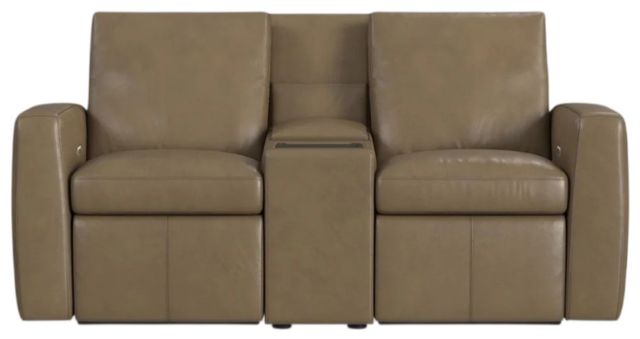 Flexsteel® Aria Fawn Leather Power Reclining Loveseat with Console-2