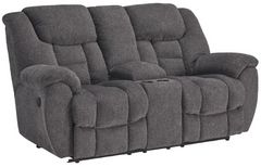 Signature Design by Ashley® Foreside Charcoal Manual Reclining Loveseat with Console