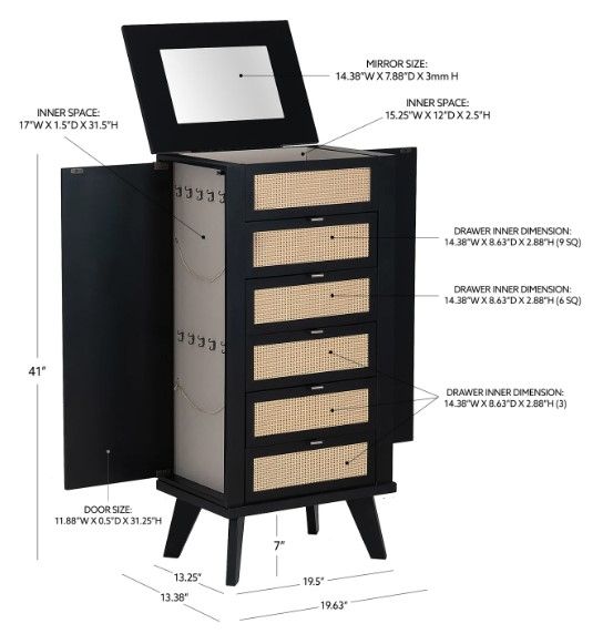 Powell® Claudette Black Jewelry Armoire-3