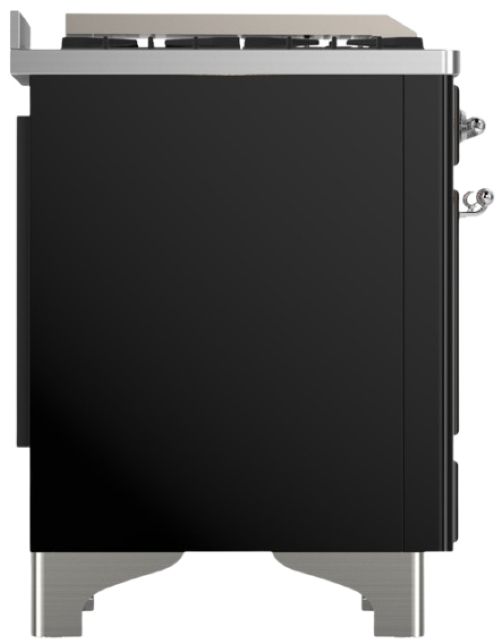 Ilve® Majestic III 36" Glossy Black Pro Style Dual Fuel Liquid Propane Range with Solid Door and Chrome Trim-3