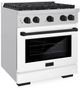 ZLINE Autograph Edition Paramount 30" Stainless Steel Pro Style Dual Fuel Range White Matte Door with Matte Black Accents-2